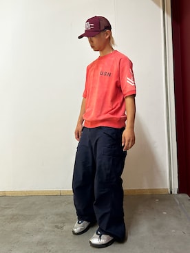 「メッシュキャップ」｜「アイテム（スウェット）」を使った、ケンシンさん（メンズ・170cm）の春コーディネート