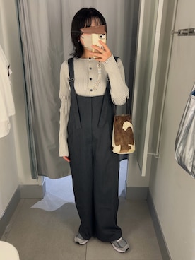「グレー」｜「アイテム（オールインワン・サロペット）」を使った、A.さん（レディース・157cm）の春コーディネート