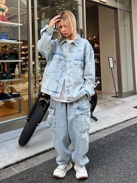 「24SS春の新作」｜「アイテム（デニムジャケット）」を使った、BIG CITY MARKETさん（レディース・157cm）の冬コーディネート