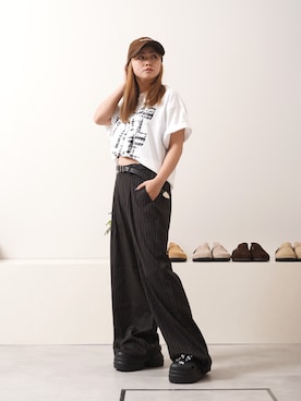 「アイテム（スラックス、その他）」を使った、BIG CITY MARKETさん（レディース・153cm）の夏コーディネート