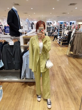 「Ungrid（アングリッド）のアイテム（スラックス）」を使った、艸秦🇹🇼（TW）さん（レディース・169cm）の夏コーディネート