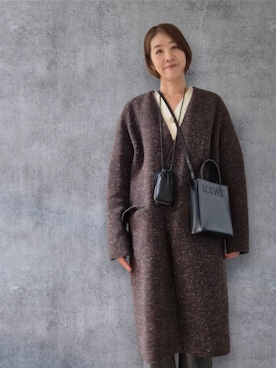 「アイテム（ノーカラーコート）」を使った、yukikiさん（レディース・170cm）の秋コーディネート