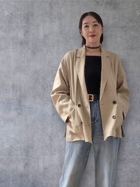 「Loro Piana（ロロ・ピアーナ）のアイテム（ジャケット/アウター、ベージュ系）」を使った、yukikiさん（レディース・170cm）の春コーディネート