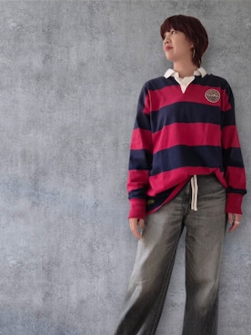 「Whim Gazette（ウィムガゼット）のドロストデニム（デニムパンツ、グレー系）」を使った、yukikiさん（レディース・170cm）の冬コーディネート