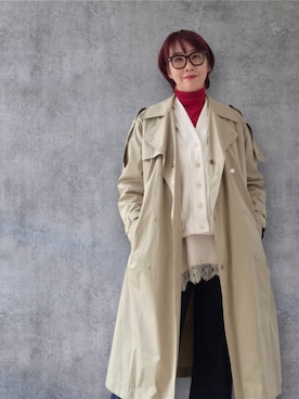 「LOUNGEDRESS（ラウンジドレス）のレースキャミ（トップス、ホワイト系）」を使った、yukikiさん（レディース・170cm）の春コーディネート