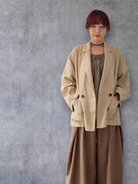 「soerte（ソエルテ）のアイテム（スラックス）」を使った、yukikiさん（レディース・170cm）の春コーディネート