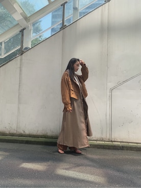 「アイテム（その他アウター、ブラウン系）」を使った、飯村 美沙さん（レディース・156cm）の夏コーディネート