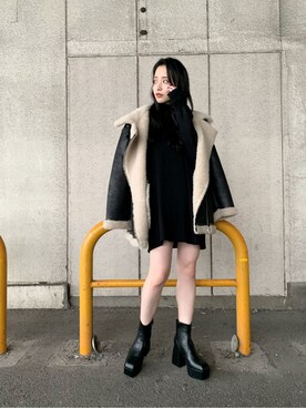 「MURUA（ムルーア）のアイテム（その他アウター）」を使った、飯村 美沙さん（レディース・156cm）の秋コーディネート