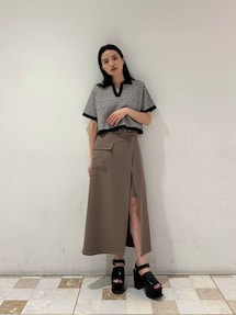 MURUA ワイドベルトラップスカート 新品未使用ブラウン ワイドベルトラップスカート[品番：MKSW0054505]｜MURUA