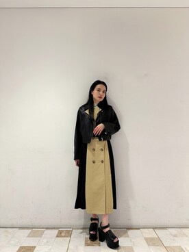「アウターコーデ」｜「アイテム（トレンチコート）」を使った、飯村 美沙さん（レディース・156cm）の春コーディネート