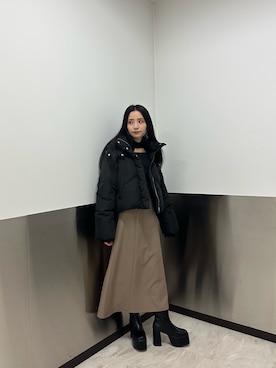 「MURUA（ムルーア）のアイテム（ダウンジャケット/コート）」を使った、飯村 美沙さん（レディース・156cm）の夏コーディネート