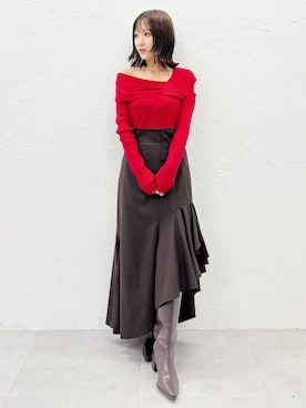 「カラー×コーデ」｜「アイテム（ブーツ）」を使った、kaho さん（レディース・151cm）の秋コーディネート