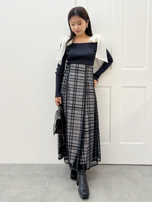 入荷now 口コミ セール】ショルダーリボンオフショルロングスリーブニット トップス