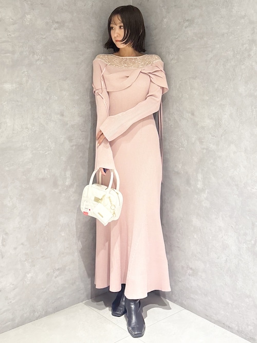 レース切替オフショルニットワンピース（ワンピース）｜MERCURYDUO