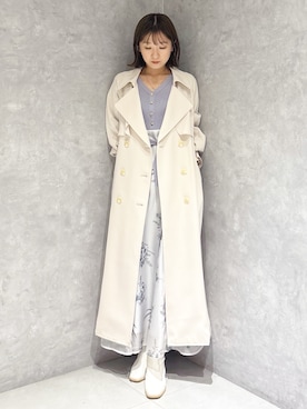 「MERCURYDUO（マーキュリーデュオ）のアイテム（トレンチコート）」を使った、kaho さん（レディース・151cm）の冬コーディネート