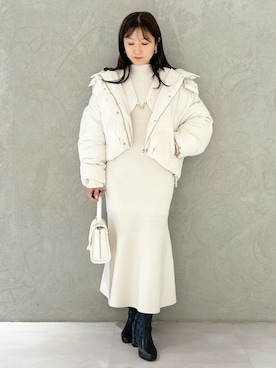 「MERCURYDUO（マーキュリーデュオ）のアイテム（ダウンジャケット/コート）」を使った、kaho さん（レディース・151cm）の秋コーディネート