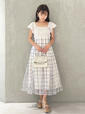 「MERCURYDUO（マーキュリーデュオ）のアイテム（シューズ）」を使った、kaho さん（レディース・151cm）の夏コーディネート