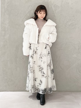 「MERCURYDUO（マーキュリーデュオ）のアイテム（ダウンジャケット/コート）」を使った、kaho さん（レディース・151cm）の冬コーディネート
