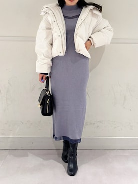 「MERCURYDUO（マーキュリーデュオ）のアイテム（ダウンジャケット/コート）」を使った、kaho さん（レディース・151cm）の冬コーディネート