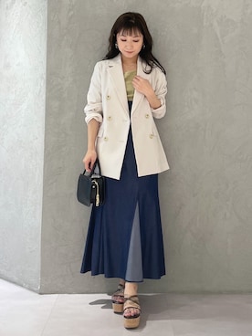 「MERCURYDUO（マーキュリーデュオ）のアイテム（Tシャツ/カットソー）」を使った、kaho さん（レディース・151cm）の春コーディネート