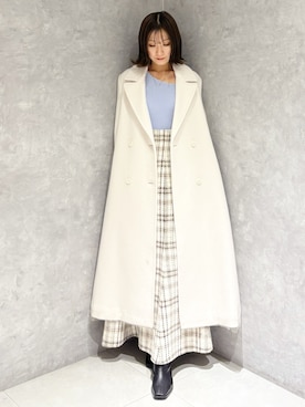 「アイテム（チェスターコート）」を使った、kaho さん（レディース・151cm）の冬コーディネート