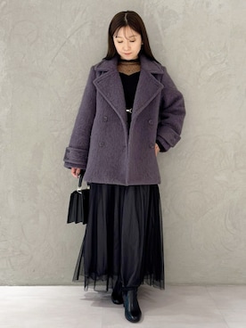 「MERCURYDUO（マーキュリーデュオ）のアイテム（その他アウター）」を使った、kaho さん（レディース・151cm）の冬コーディネート