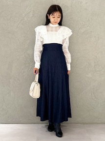MERCURYDUO ワンピース 2WAYシアーチェックラッフルドッキング