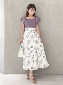 【未使用】マーキュリーデュオ　ボタニカルフラワーフレアースカート マーキュリーデュオ MERCURYDUO ボタニカルフラワーフレアー