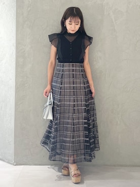 「MERCURYDUO（マーキュリーデュオ）のアイテム（シューズ）」を使った、kaho さん（レディース・151cm）の夏コーディネート