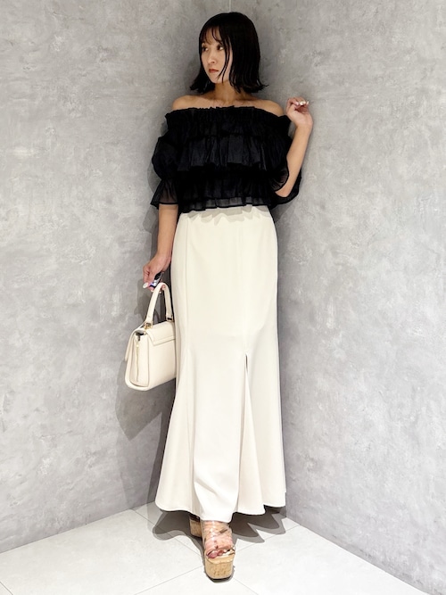 バックレースアップストレッチマーメイドスカート