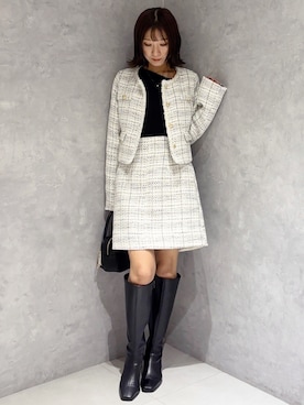 「アイテム（ノーカラージャケット）」を使った、kaho さん（レディース・151cm）の秋コーディネート
