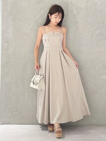 リネンライクバックレースアップキャミワンピース｜マーキュリーデュオ