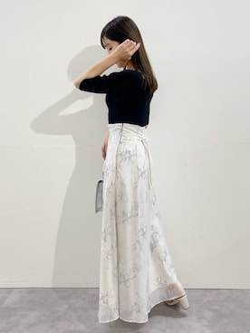 「MERCURYDUO（マーキュリーデュオ）のバックレースアップニットドッキングワンピース（ワンピース）」を使った、kaho さん（レディース・151cm）の冬コーディネート