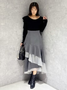 異素材使いティアードスカート｜マーキュリーデュオ（MERCURYDUO）公式