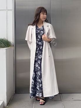 「トレンチ」｜「アイテム（その他アウター）」を使った、kaho さん（レディース・151cm）の冬コーディネート