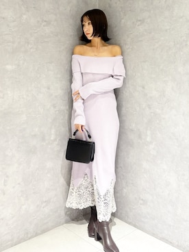 「アイテム（ワンピース/ドレス、パープル系）」を使った、kaho さん（レディース・151cm）の秋コーディネート