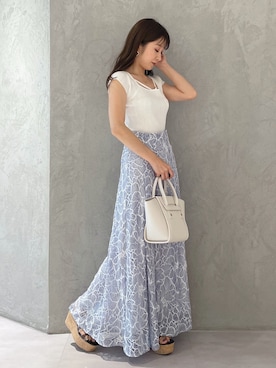 「MERCURYDUO（マーキュリーデュオ）のアイテム（トートバッグ）」を使った、kaho さん（レディース・151cm）の夏コーディネート