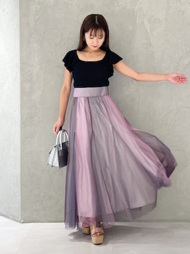 「MERCURYDUO（マーキュリーデュオ）のアイテム（シューズ）」を使った、kaho さん（レディース・151cm）の夏コーディネート