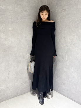 「MERCURYDUO（マーキュリーデュオ）のアイテム（ボストンバッグ）」を使った、kaho さん（レディース・151cm）の冬コーディネート
