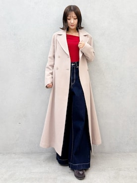 「アイテム（その他アウター、ベージュ系）」を使った、kaho さん（レディース・151cm）の秋コーディネート