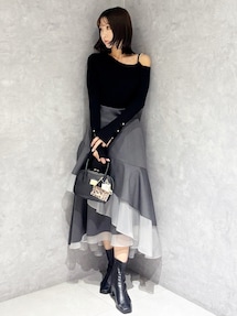 異素材使いティアードスカート｜マーキュリーデュオ（MERCURYDUO）公式
