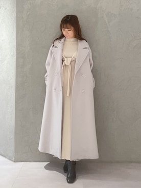 「淡色」｜「アイテム（その他アウター）」を使った、kaho さん（レディース・151cm）の冬コーディネート