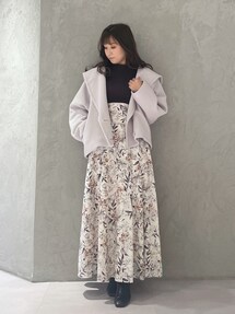 未使用級✨オブリ シャツドッキングギャザーワンピース ニット レイヤード グレー OBLI - OBLI シャツドッキングギャザーワンピース グレー 1