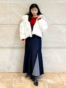 「MERCURYDUO（マーキュリーデュオ）のアイテム（ダウンジャケット/コート）」を使った、kaho さん（レディース・151cm）の秋コーディネート