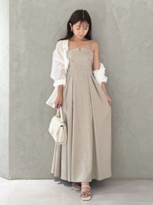 リネンライクバックレースアップキャミワンピース｜マーキュリーデュオ