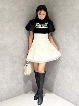 「MERCURYDUO（マーキュリーデュオ）のアイテム（ブーツ）」を使った、kaho さん（レディース・151cm）の春コーディネート