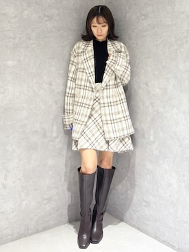 「MERCURYDUO（マーキュリーデュオ）のアイテム（ニット/セーター）」を使った、kaho さん（レディース・151cm）の秋コーディネート