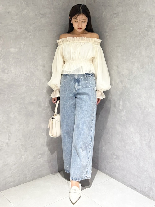 2WAYオフショルシャーリングブラウス