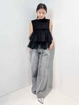 「MERCURYDUO（マーキュリーデュオ）のアイテム（Tシャツ/カットソー）」を使った、kaho さん（レディース・151cm）の春コーディネート