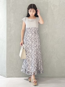 カットワーク刺繍ドッキングワンピース｜マーキュリーデュオ